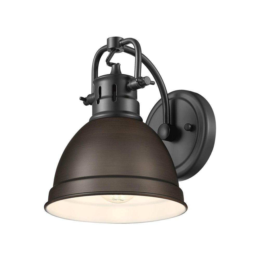 Yep by Golden Lighting Duncan 1-light Vanity in Matte Black and Rubbed Bronze shade